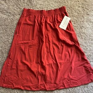 Athleta A-Line Skirt in Vibrant Red with Full Silhouette
